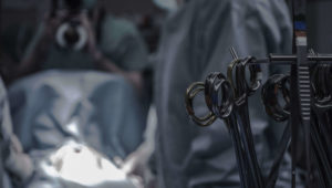 close up view of a surgery operating table